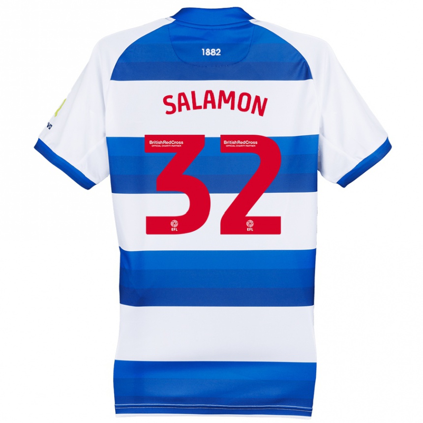 Kids Football Matteo Salamon #32 White Blue Home Jersey 2024/25 T-Shirt Australia