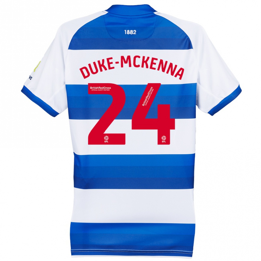 Kids Football Stephen Duke-Mckenna #24 White Blue Home Jersey 2024/25 T-Shirt Australia