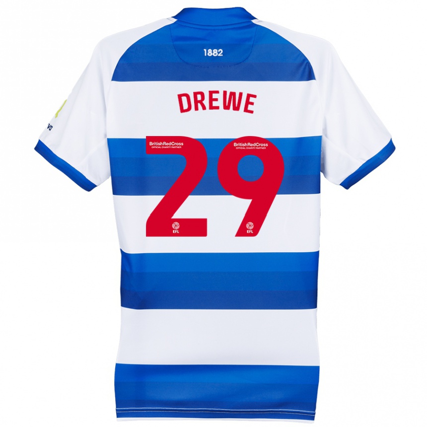 Kids Football Aaron Drewe #29 White Blue Home Jersey 2024/25 T-Shirt Australia