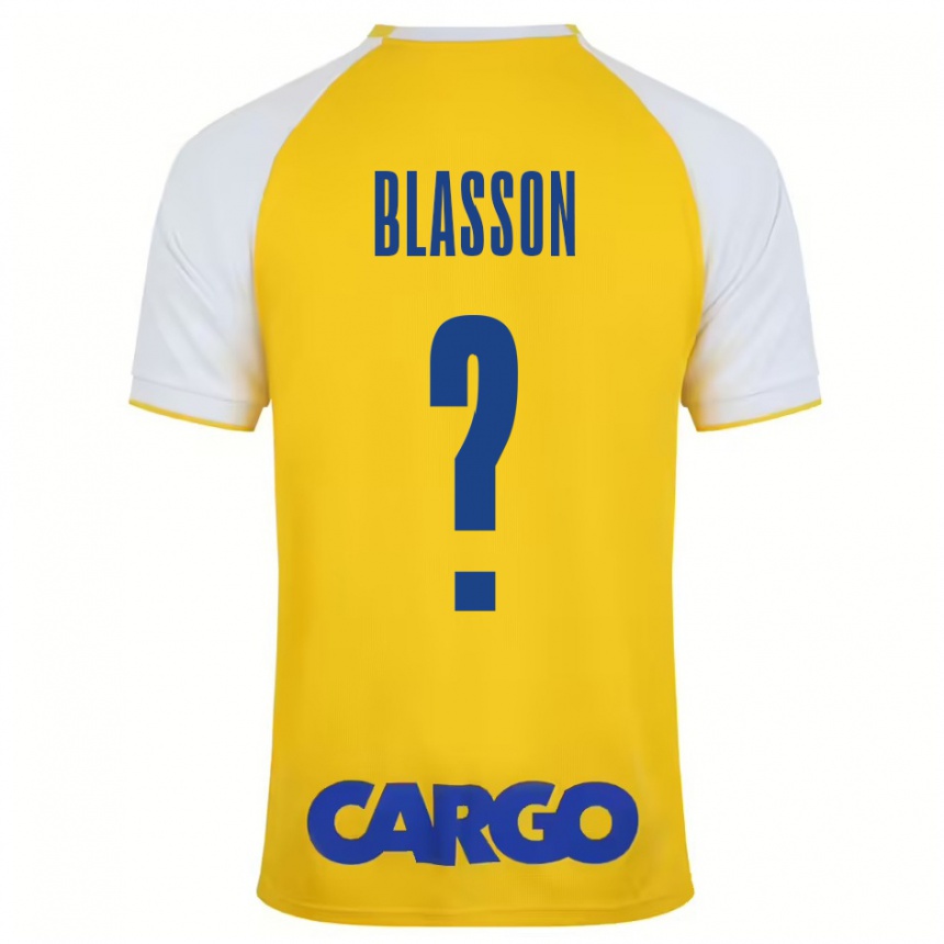 Kids Football Ariel Blasson #0 Yellow White Home Jersey 2024/25 T-Shirt Australia