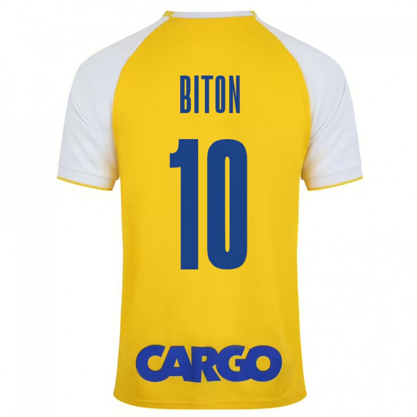 Kids Football Dan Biton #10 Yellow White Home Jersey 2024/25 T-Shirt Australia