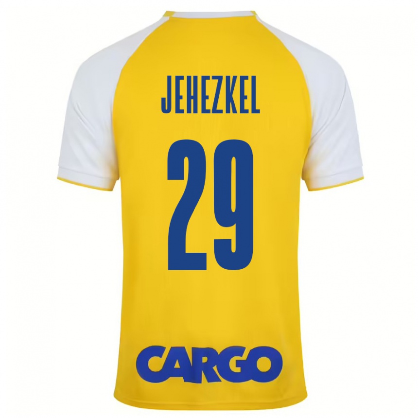 Kids Football Sagiv Jehezkel #29 Yellow White Home Jersey 2024/25 T-Shirt Australia