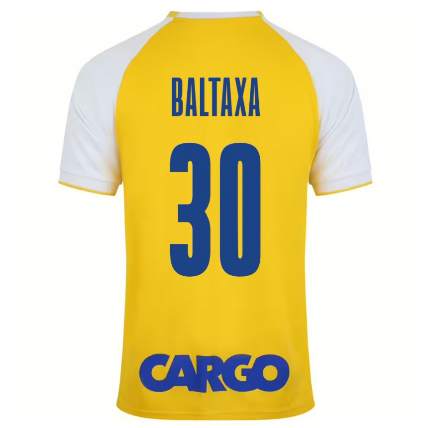 Kids Football Matan Baltaxa #30 Yellow White Home Jersey 2024/25 T-Shirt Australia