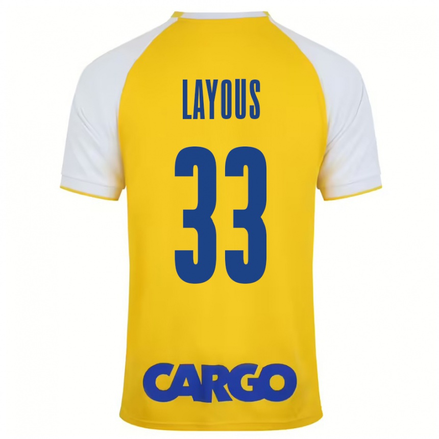 Kids Football Hisham Layous #33 Yellow White Home Jersey 2024/25 T-Shirt Australia