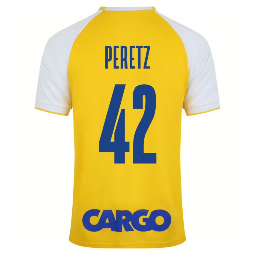 Kids Football Dor Peretz #42 Yellow White Home Jersey 2024/25 T-Shirt Australia