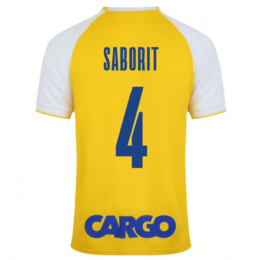 Kids Football Enric Saborit #4 Yellow White Home Jersey 2024/25 T-Shirt Australia