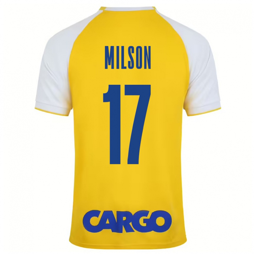 Kids Football Milson #17 Yellow White Home Jersey 2024/25 T-Shirt Australia