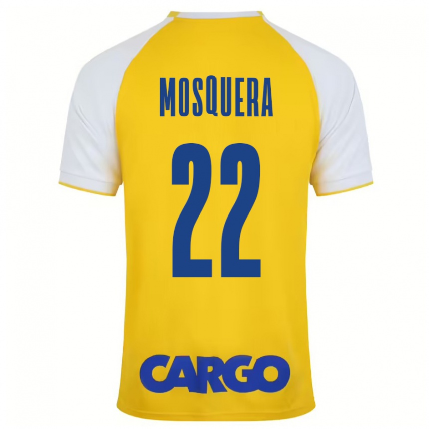 Kids Football Orlando Mosquera #22 Yellow White Home Jersey 2024/25 T-Shirt Australia