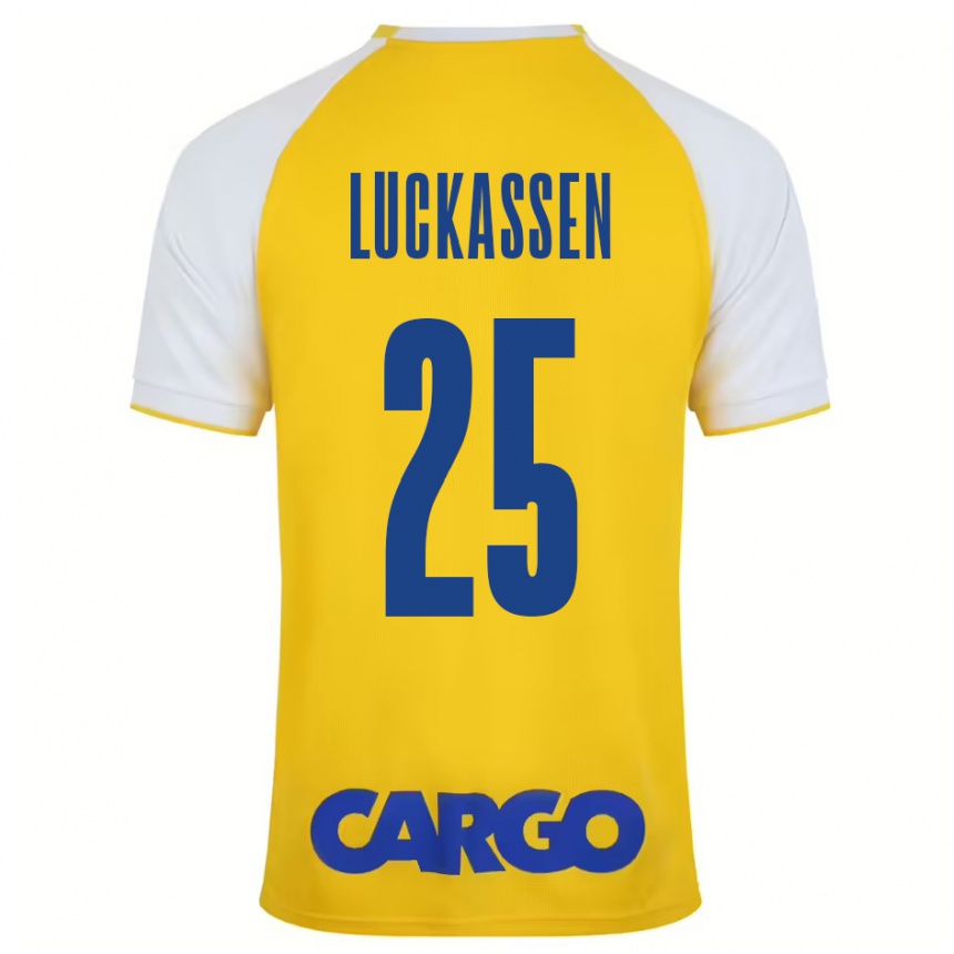 Kids Football Derrick Luckassen #25 Yellow White Home Jersey 2024/25 T-Shirt Australia