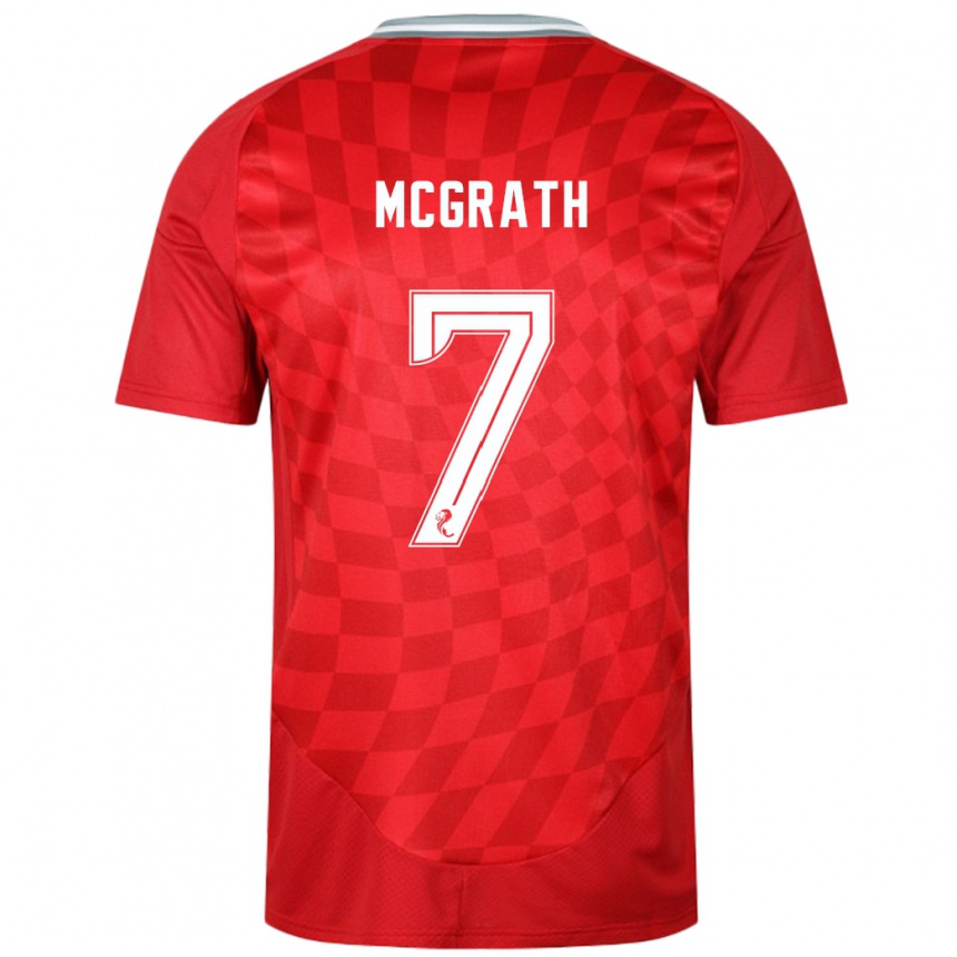 Kids Football Jamie Mcgrath #7 Red Home Jersey 2024/25 T-Shirt Australia