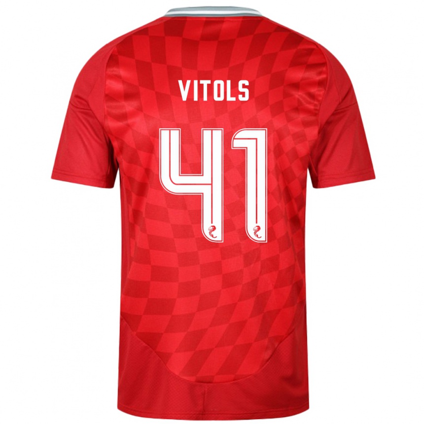 Kids Football Rodrigo Vitols #41 Red Home Jersey 2024/25 T-Shirt Australia