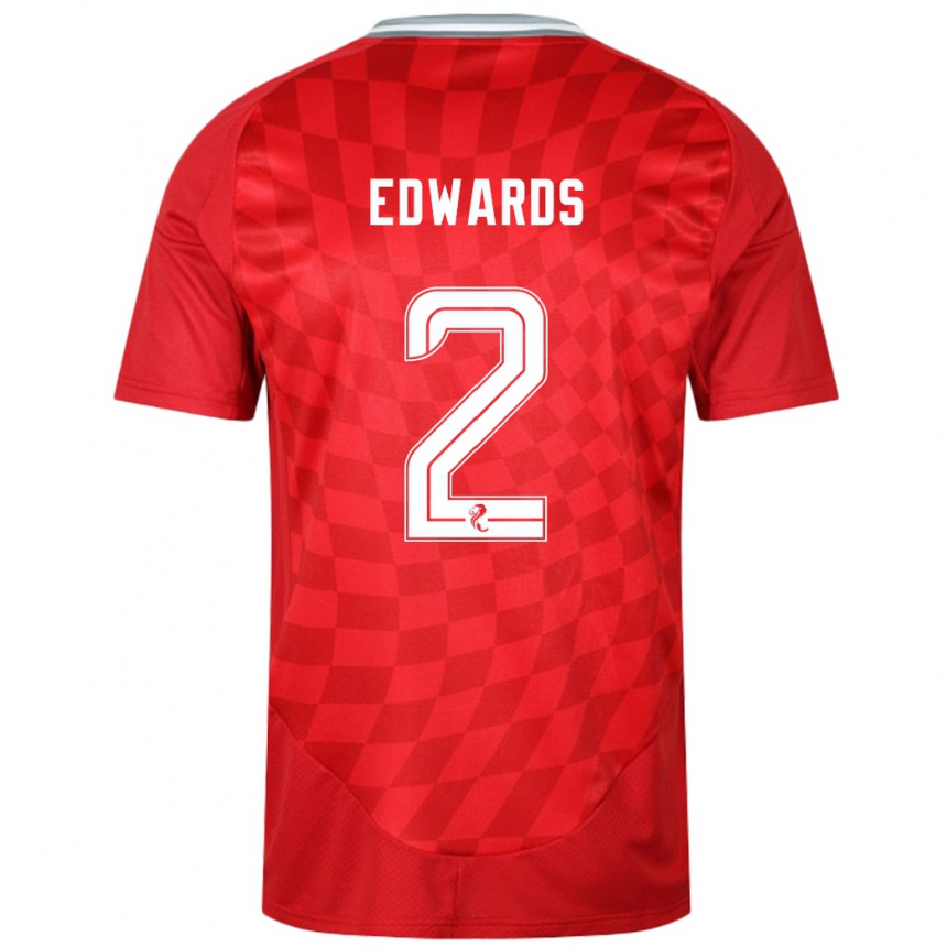 Kids Football Lois Edwards #2 Red Home Jersey 2024/25 T-Shirt Australia