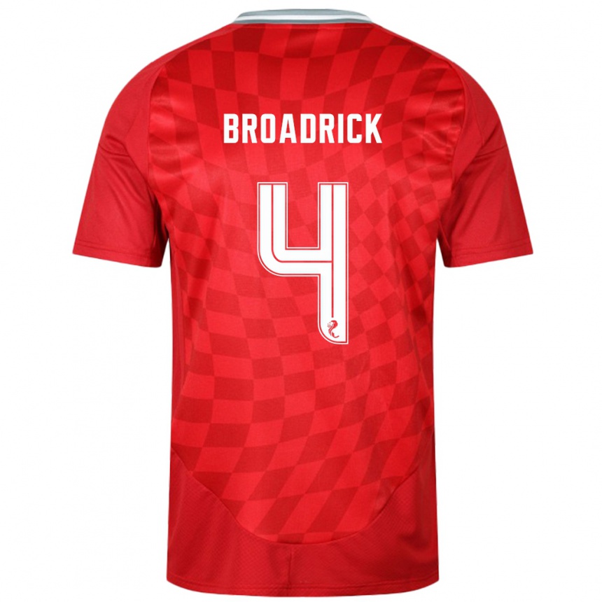 Kids Football Jessica Broadrick #4 Red Home Jersey 2024/25 T-Shirt Australia