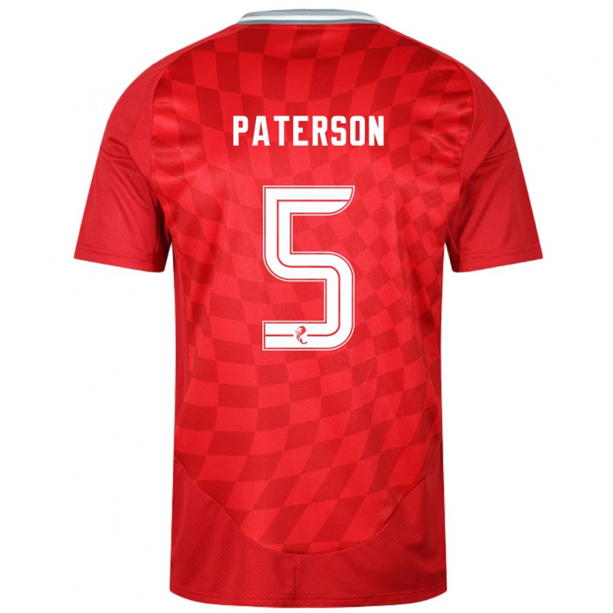 Kids Football Donna Paterson #5 Red Home Jersey 2024/25 T-Shirt Australia