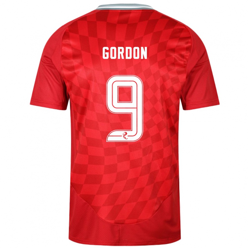 Kids Football Lauren Gordon #9 Red Home Jersey 2024/25 T-Shirt Australia