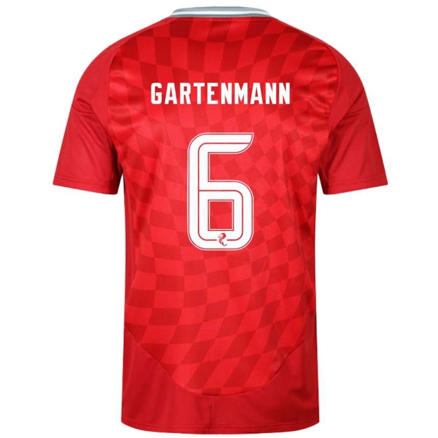 Kids Football Stefan Gartenmann #6 Red Home Jersey 2024/25 T-Shirt Australia