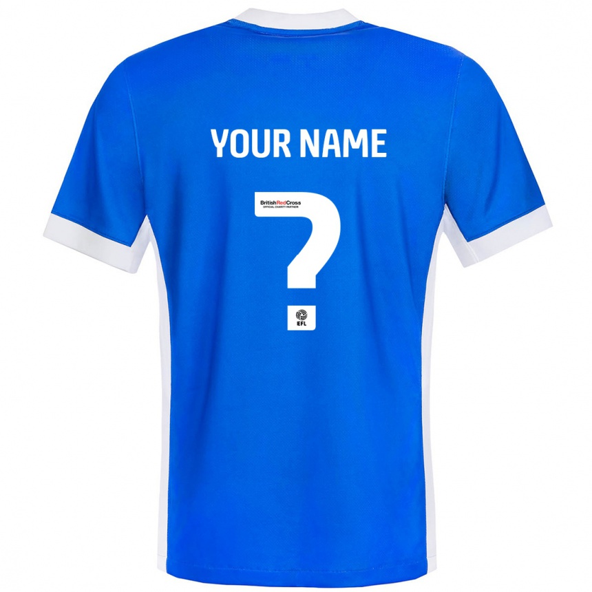 Kids Football Your Name #0 Blue White Home Jersey 2024/25 T-Shirt Australia