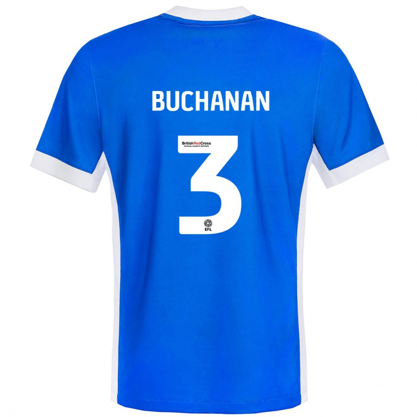 Kids Football Lee Buchanan #3 Blue White Home Jersey 2024/25 T-Shirt Australia