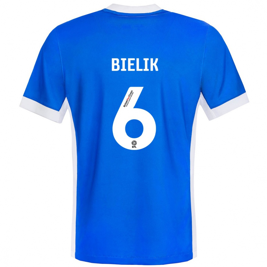 Kids Football Krystian Bielik #6 Blue White Home Jersey 2024/25 T-Shirt Australia