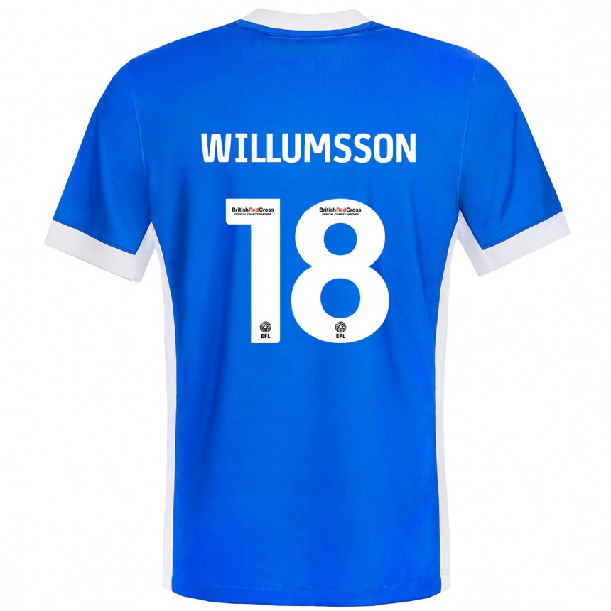 Kids Football Willum Thór Willumsson #18 Blue White Home Jersey 2024/25 T-Shirt Australia