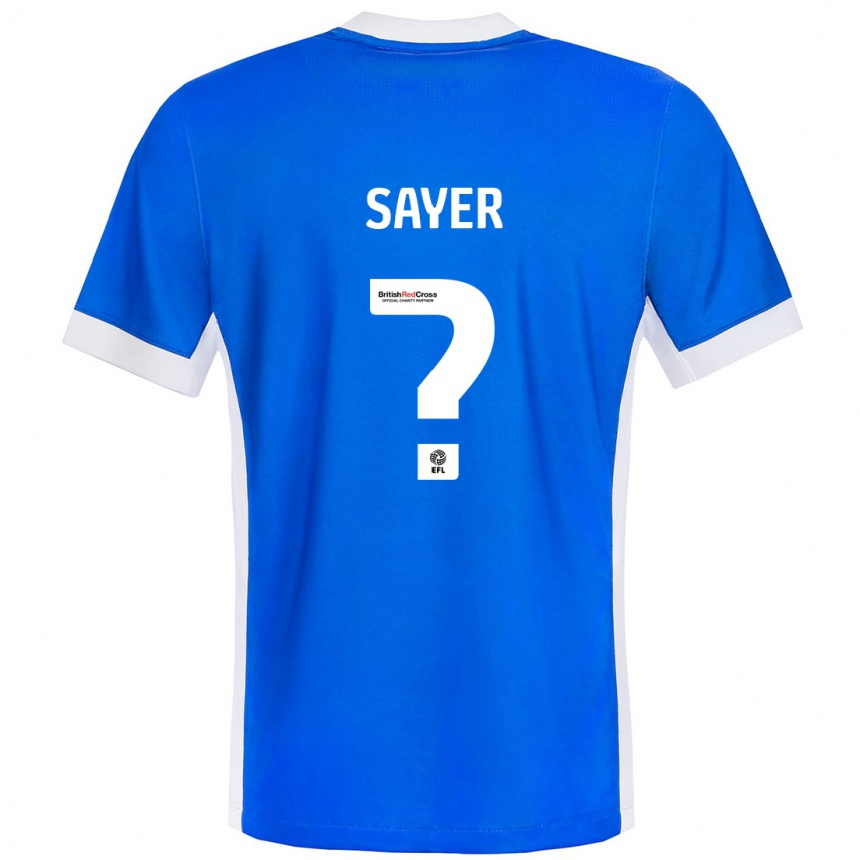 Kids Football Olly Sayer #0 Blue White Home Jersey 2024/25 T-Shirt Australia