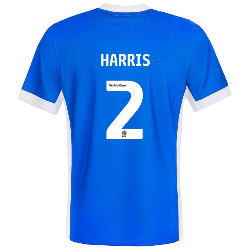 Kids Football Martha Harris #2 Blue White Home Jersey 2024/25 T-Shirt Australia