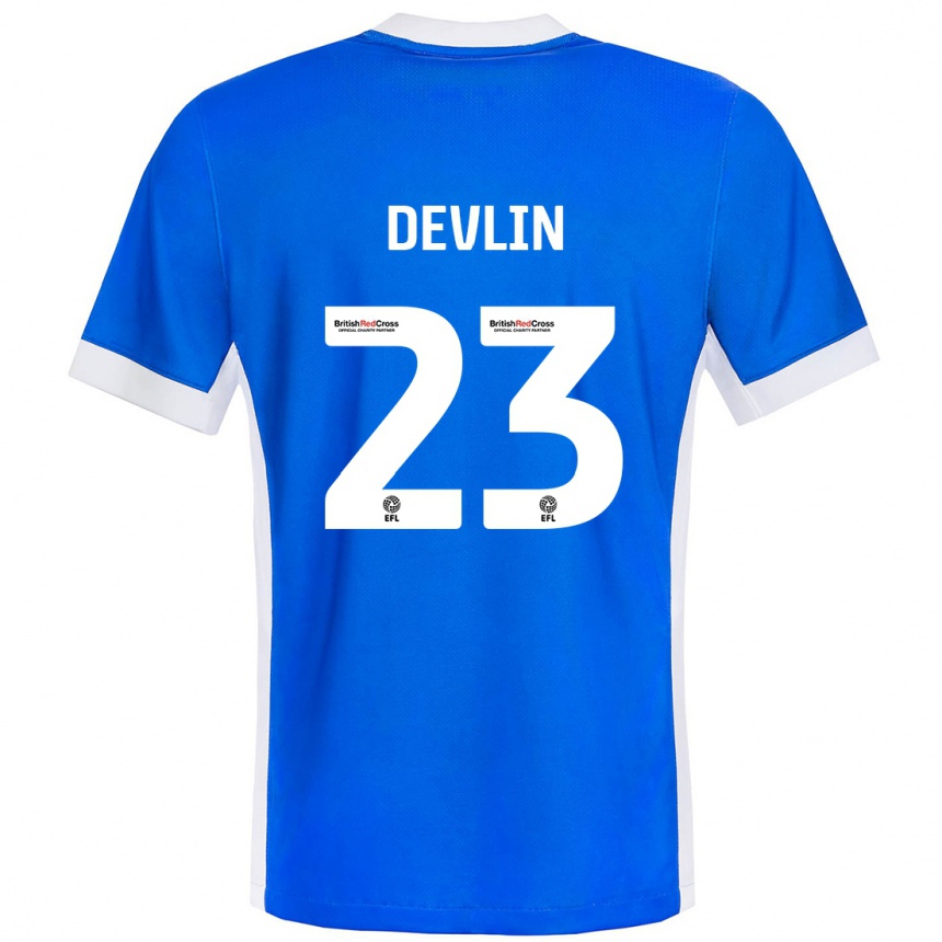 Kids Football Charlotte Devlin #23 Blue White Home Jersey 2024/25 T-Shirt Australia