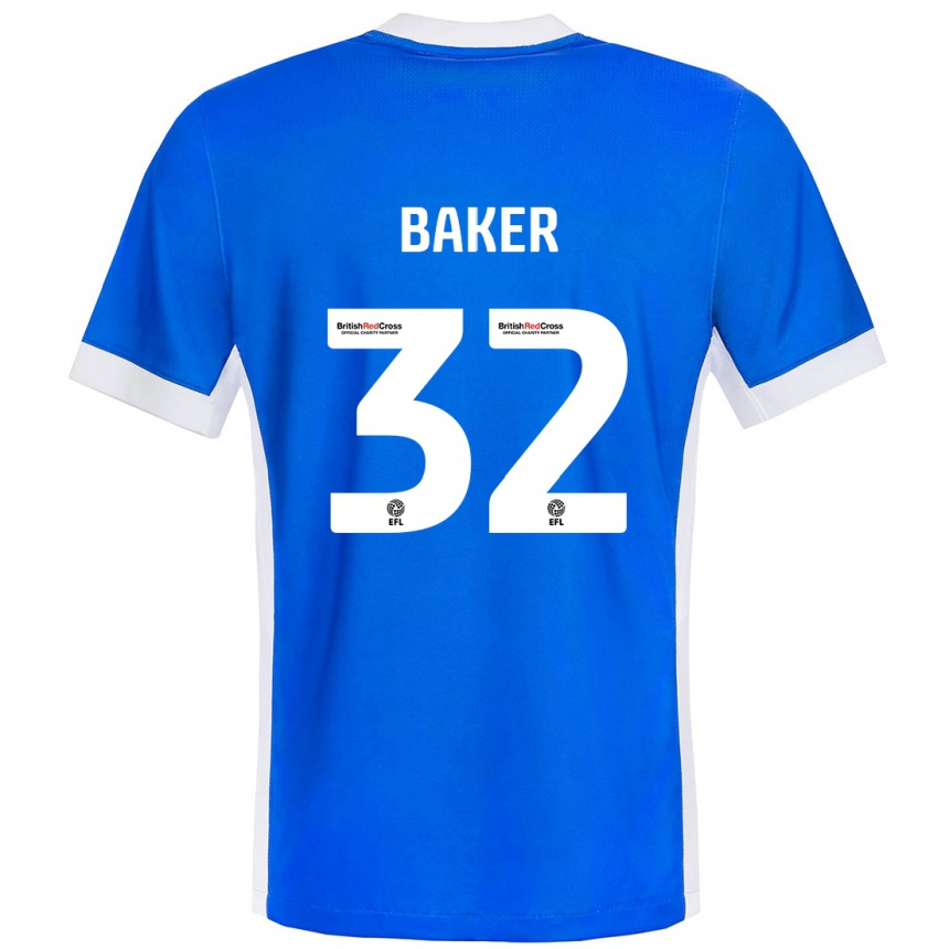 Kids Football Ava Baker #32 Blue White Home Jersey 2024/25 T-Shirt Australia