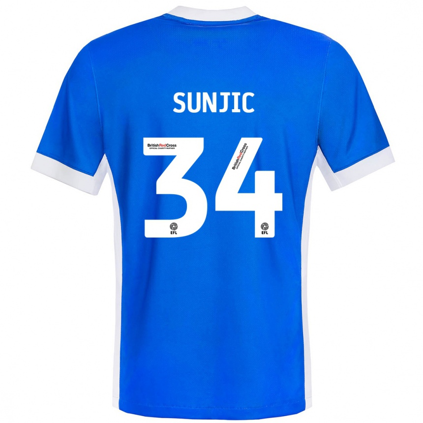 Kids Football Ivan Sunjic #34 Blue White Home Jersey 2024/25 T-Shirt Australia