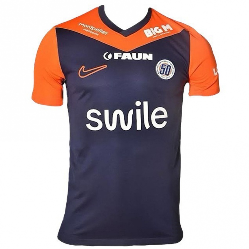 Kids Football Sonia Ouchène #8 Navy Blue Orange Home Jersey 2024/25 T-Shirt Australia