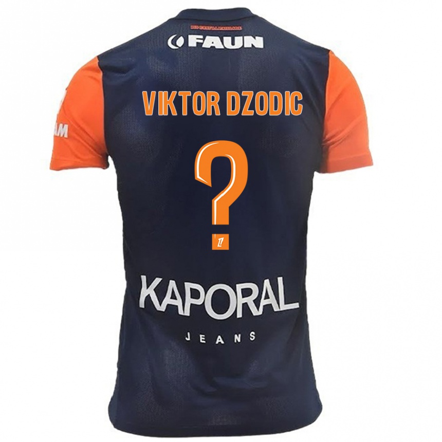 Kids Football Viktor Dzodic #0 Navy Blue Orange Home Jersey 2024/25 T-Shirt Australia