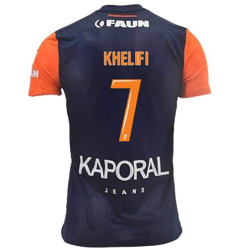 Kids Football Léa Khelifi #7 Navy Blue Orange Home Jersey 2024/25 T-Shirt Australia