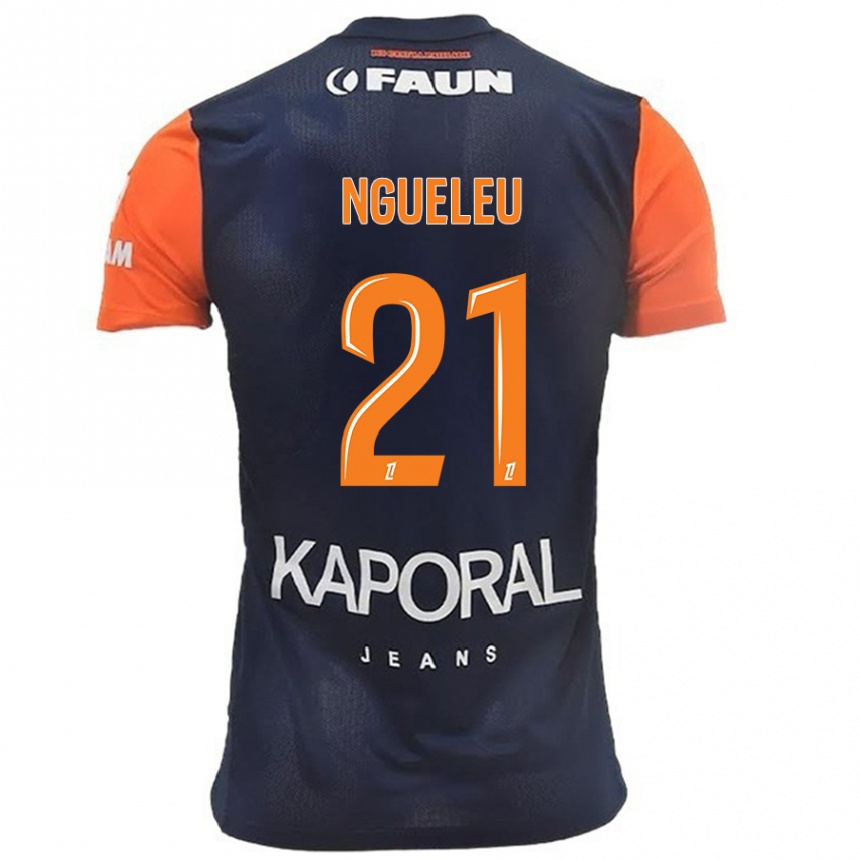 Kids Football Nina Ngueleu #21 Navy Blue Orange Home Jersey 2024/25 T-Shirt Australia