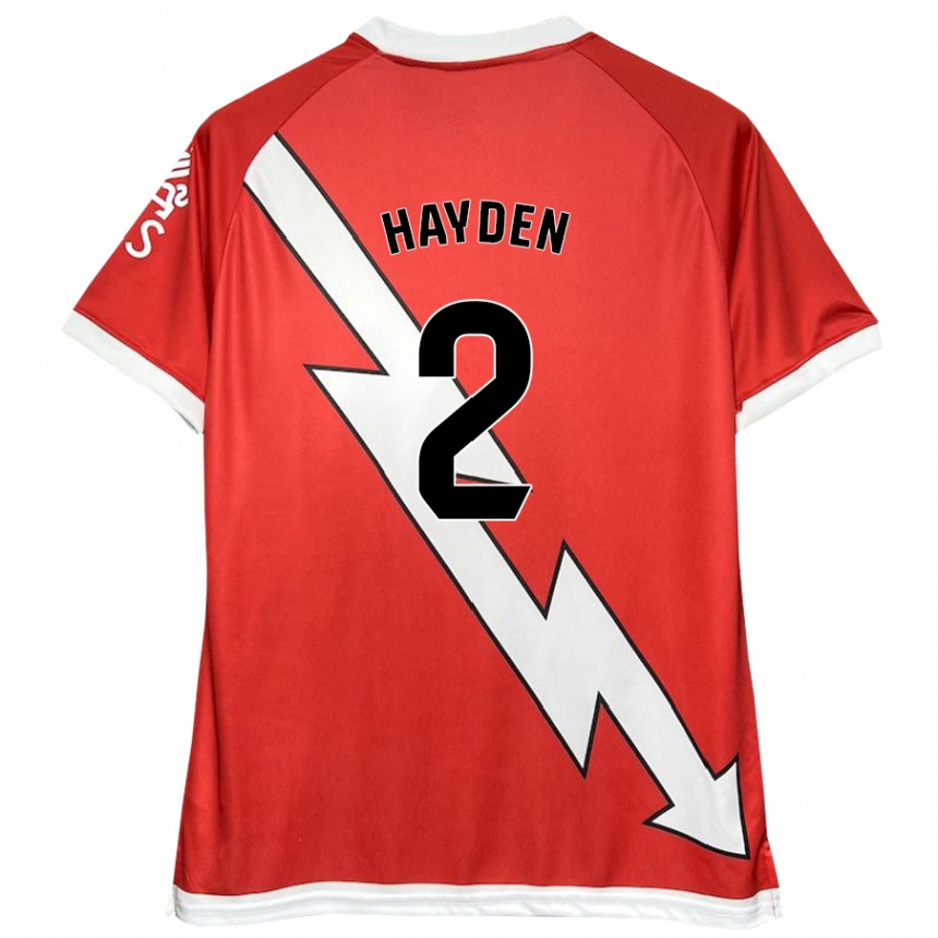 Kids Football Danielle Hayden #2 White Red Home Jersey 2024/25 T-Shirt Australia