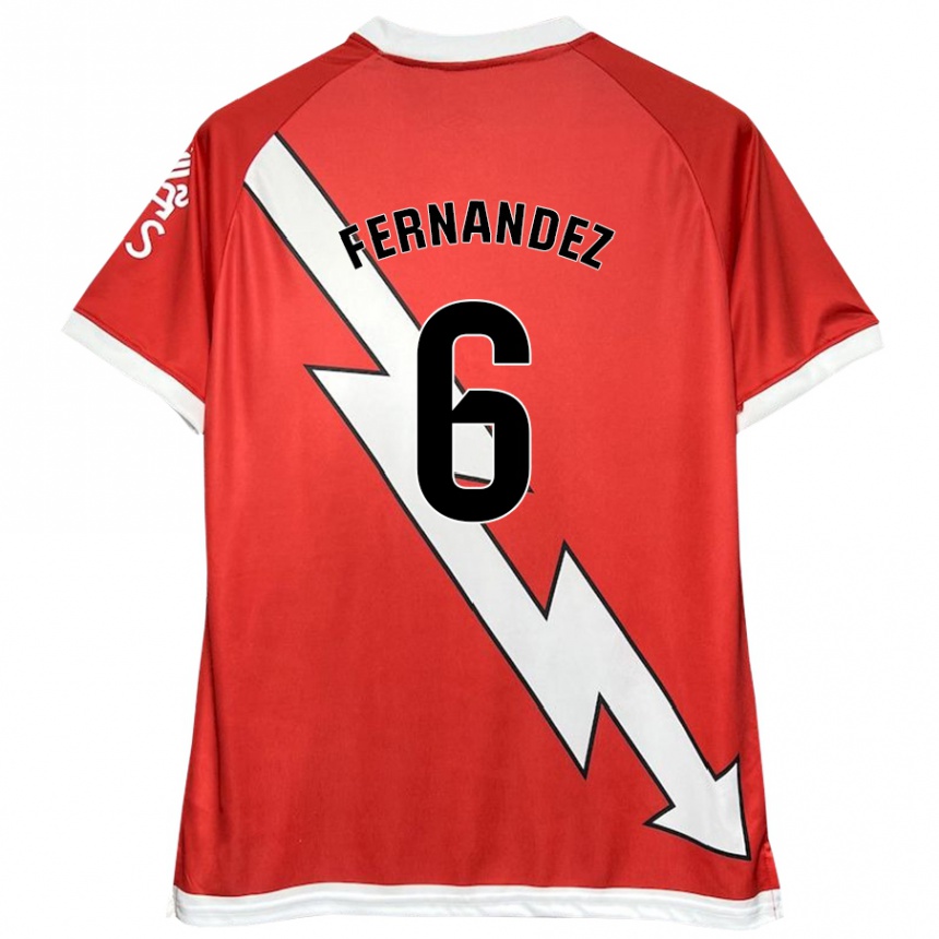 Kids Football Paula Fernández #6 White Red Home Jersey 2024/25 T-Shirt Australia