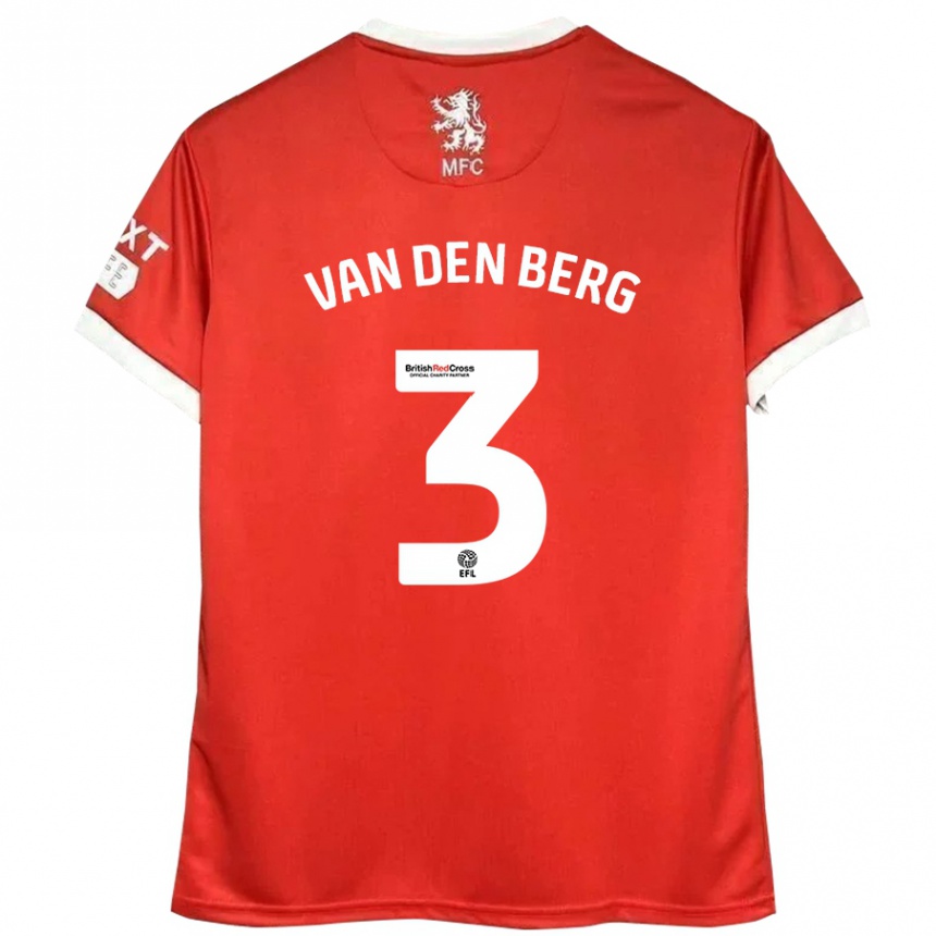 Kids Football Rav Van Den Berg #3 Red White Home Jersey 2024/25 T-Shirt Australia