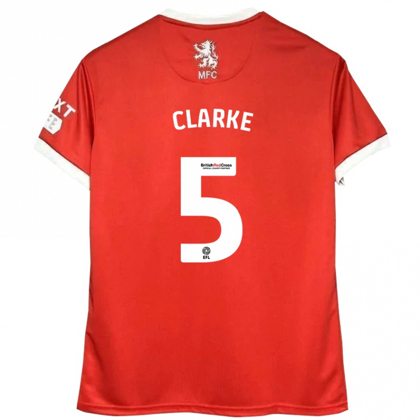 Kids Football Matt Clarke #5 Red White Home Jersey 2024/25 T-Shirt Australia