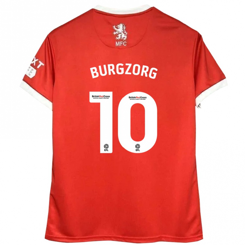 Kids Football Delano Burgzorg #10 Red White Home Jersey 2024/25 T-Shirt Australia