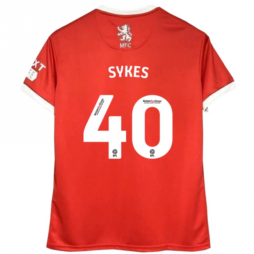 Kids Football Cain Sykes #40 Red White Home Jersey 2024/25 T-Shirt Australia