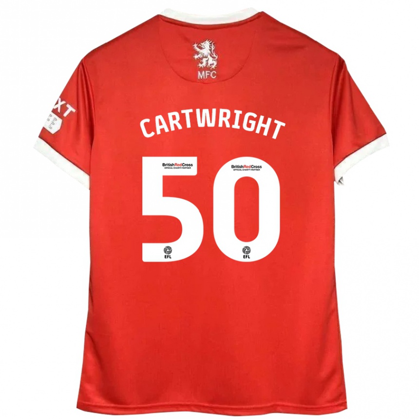 Kids Football Fin Cartwright #50 Red White Home Jersey 2024/25 T-Shirt Australia