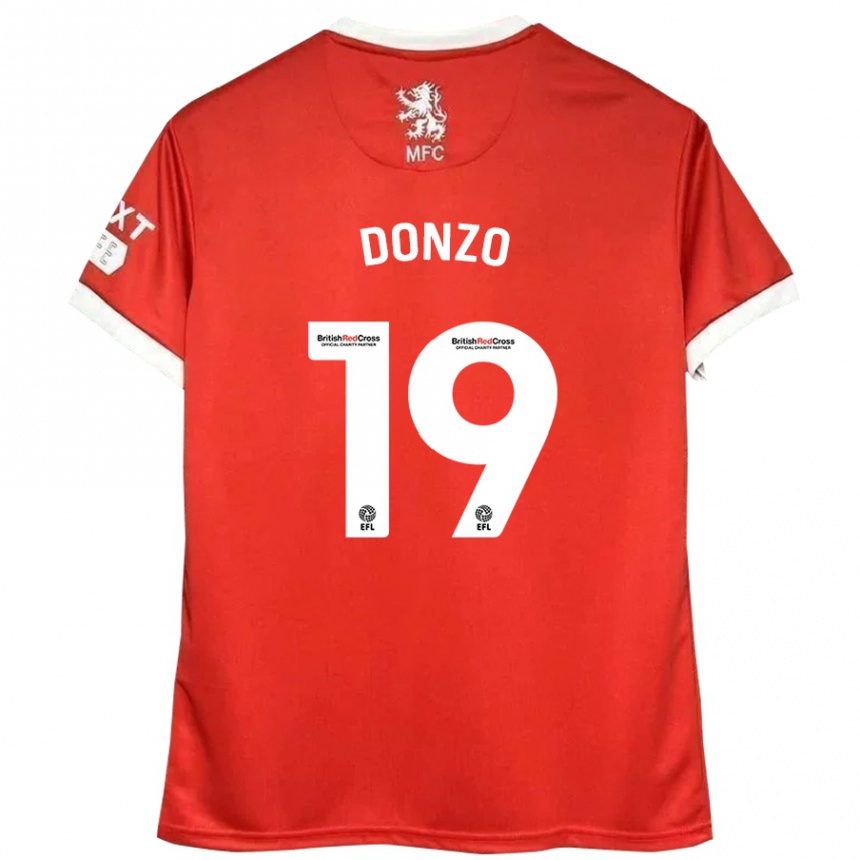 Kids Football Jolie Donzo #19 Red White Home Jersey 2024/25 T-Shirt Australia