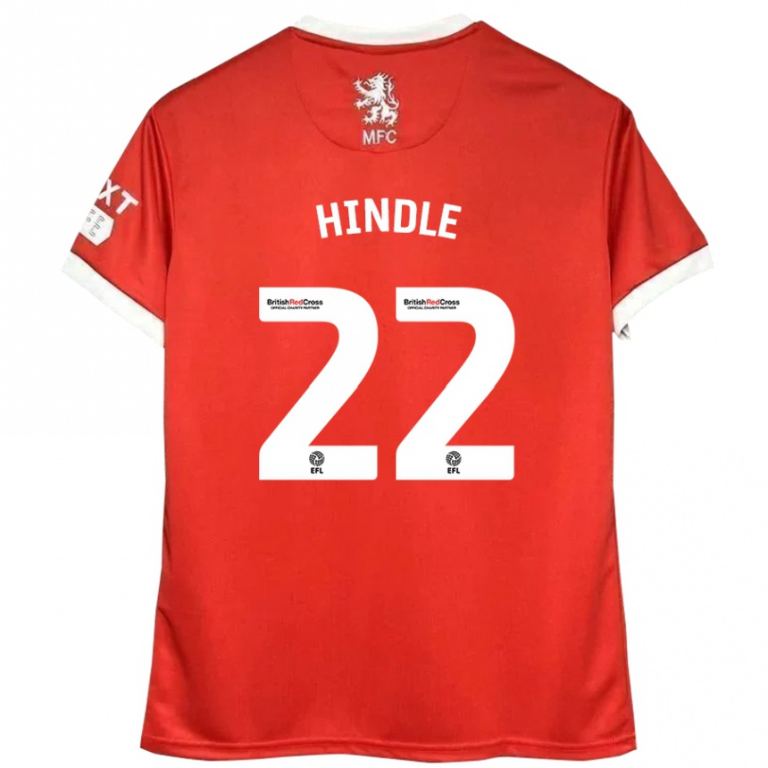 Kids Football Rachel Hindle #22 Red White Home Jersey 2024/25 T-Shirt Australia