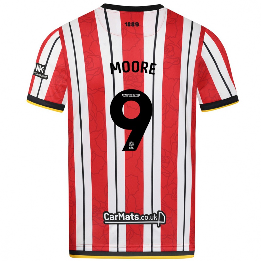 Kids Football Kieffer Moore #9 Red White Stripes Home Jersey 2024/25 T-Shirt Australia