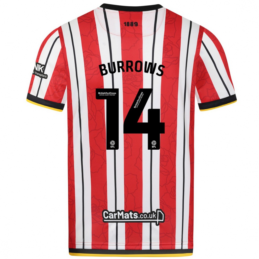 Kids Football Harrison Burrows #14 Red White Stripes Home Jersey 2024/25 T-Shirt Australia