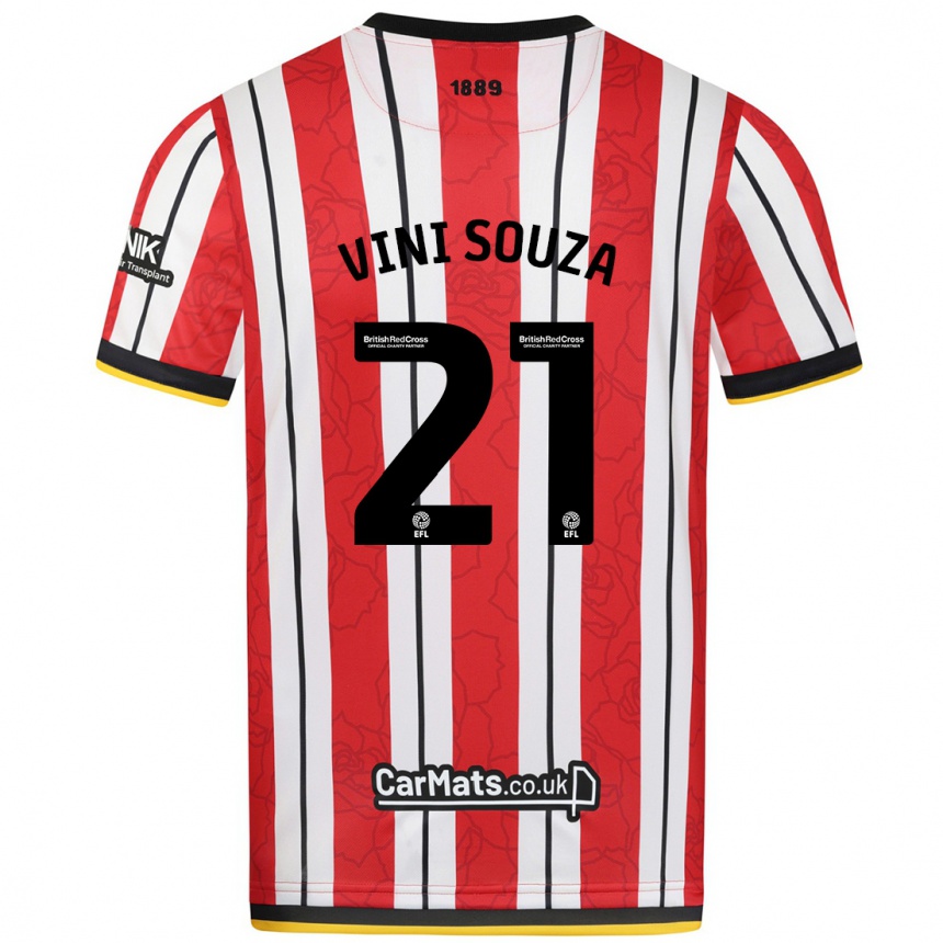 Kids Football Vini Souza #21 Red White Stripes Home Jersey 2024/25 T-Shirt Australia