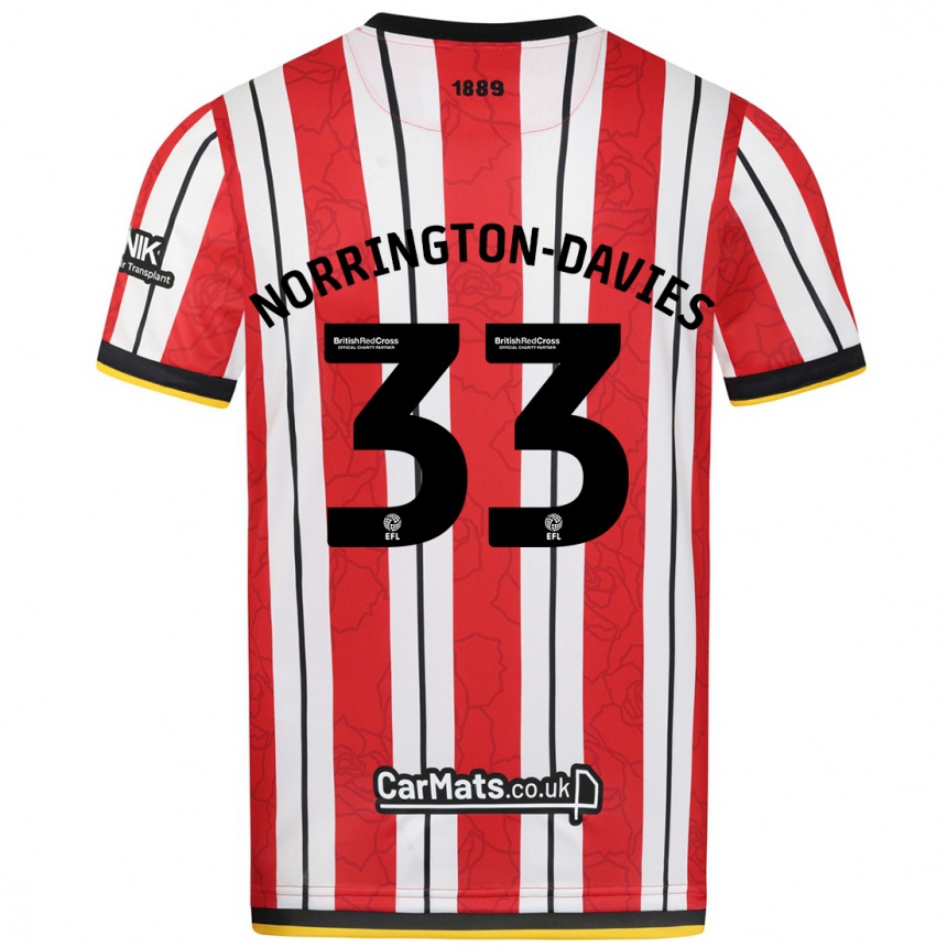 Kids Football Rhys Norrington-Davies #33 Red White Stripes Home Jersey 2024/25 T-Shirt Australia