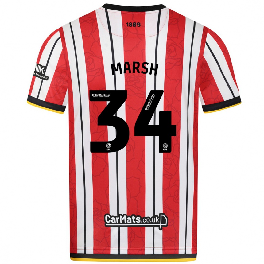 Kids Football Louie Marsh #34 Red White Stripes Home Jersey 2024/25 T-Shirt Australia