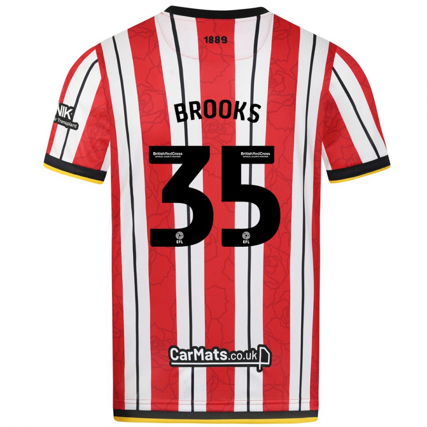 Kids Football Andre Brooks #35 Red White Stripes Home Jersey 2024/25 T-Shirt Australia