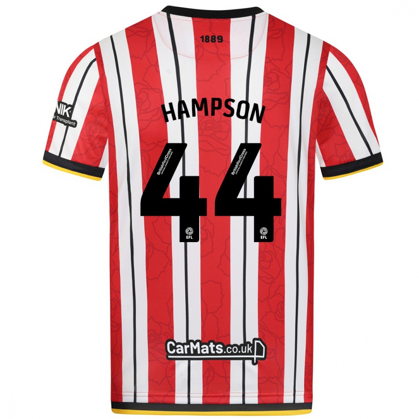 Kids Football Owen Hampson #44 Red White Stripes Home Jersey 2024/25 T-Shirt Australia