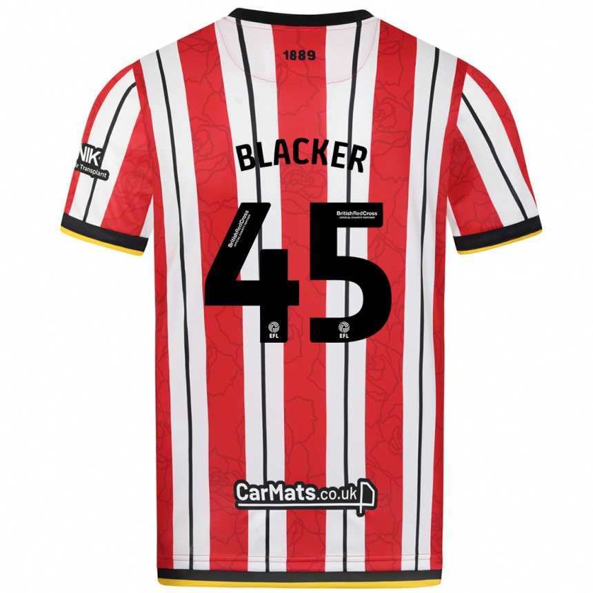 Kids Football Billy Blacker #45 Red White Stripes Home Jersey 2024/25 T-Shirt Australia